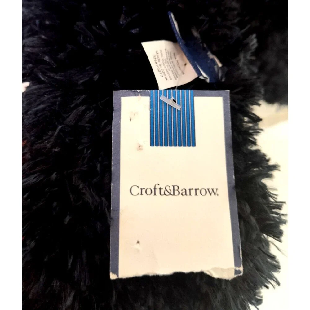 Croft & Barrow NWT Scarf Black Fluffy Textured Faux Fur Neck Warmer Shaggy 63